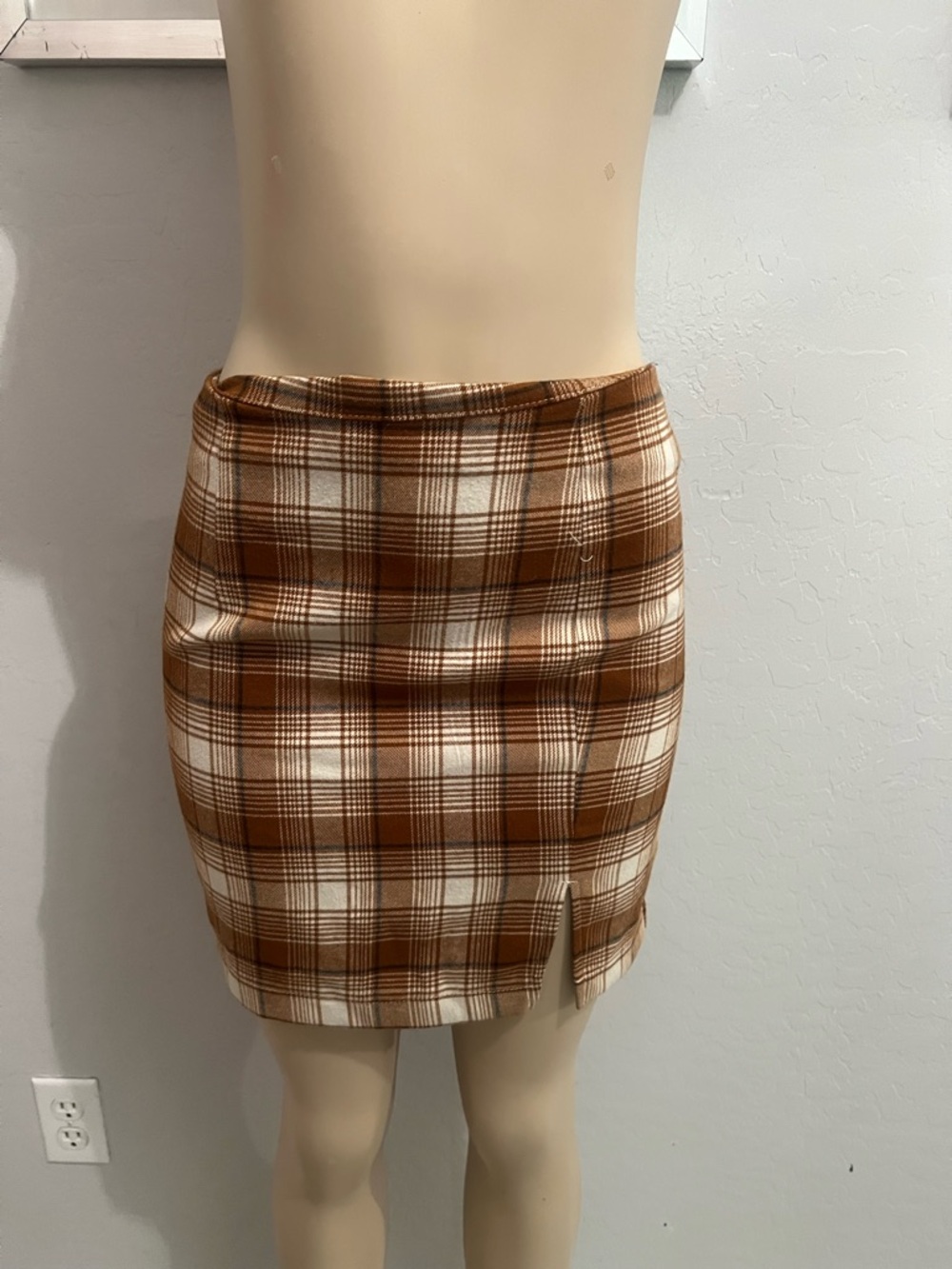 wild fable Brown and Cream Plaid Mini Skirt